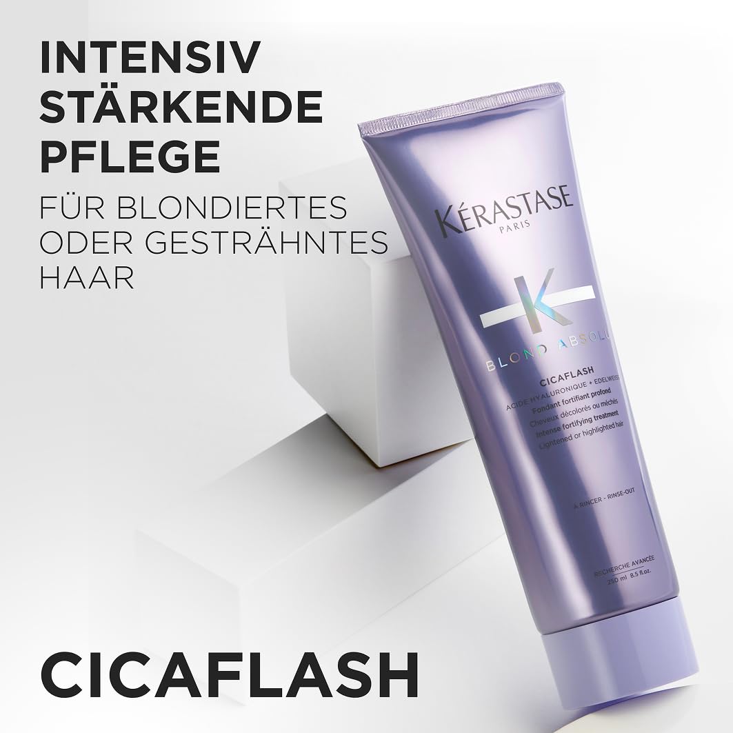 Kérastase Blond Absolu, Conditioner für trockenes und blondiertes oder gesträhntes Haar, Gegen Haarbruch und Spliss, Mit Hyaluronsäure, Cicaflash Conditioner, 250 ml