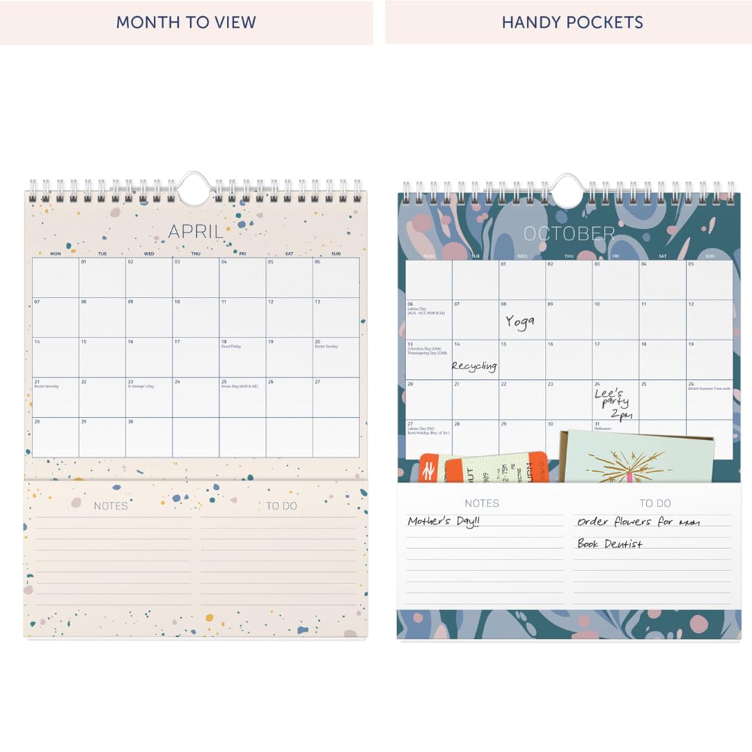 Busy B 2025 Busy Life Wall Calendar, Jan to Dec Fuchsia 2025 Calendar, with Month to View, 12 Monthly Storage Pockets - Image 3