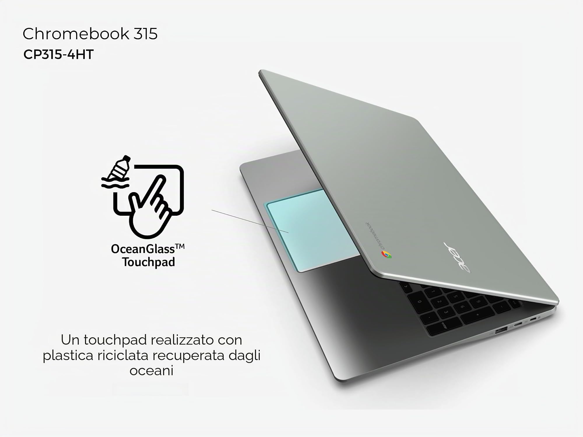 Acer Chromebook 315 CB315-4HT-C5B3, ordinateur Portable Tactile 15.6" Full HD IPS, Laptop (Intel Celeron N4500, RAM 4Go, 128 Go eMMC, grafica UHD, Chrome OS), laptop Gris, Clavier AZERTY