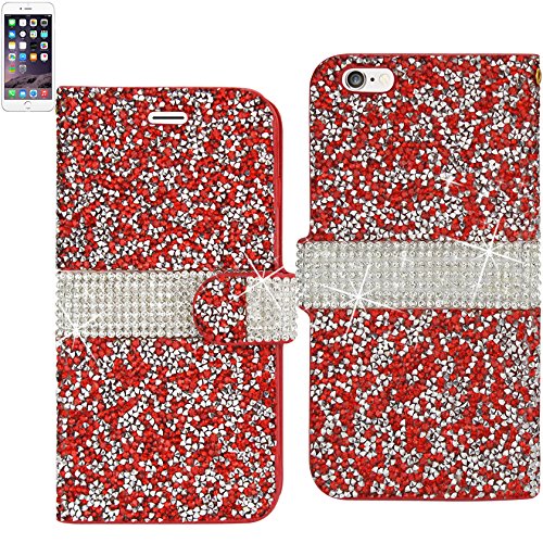 Reiko Bling Diamond Wallet Case For Iphone6/6S - Retail Packaging - Red #TOP2
