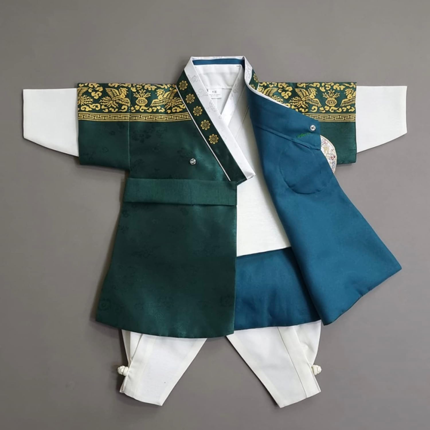Korean Boy Foil Green Hanbok 100days, 12month Korean Traditional Dress Baby Boy Kids Hanbok