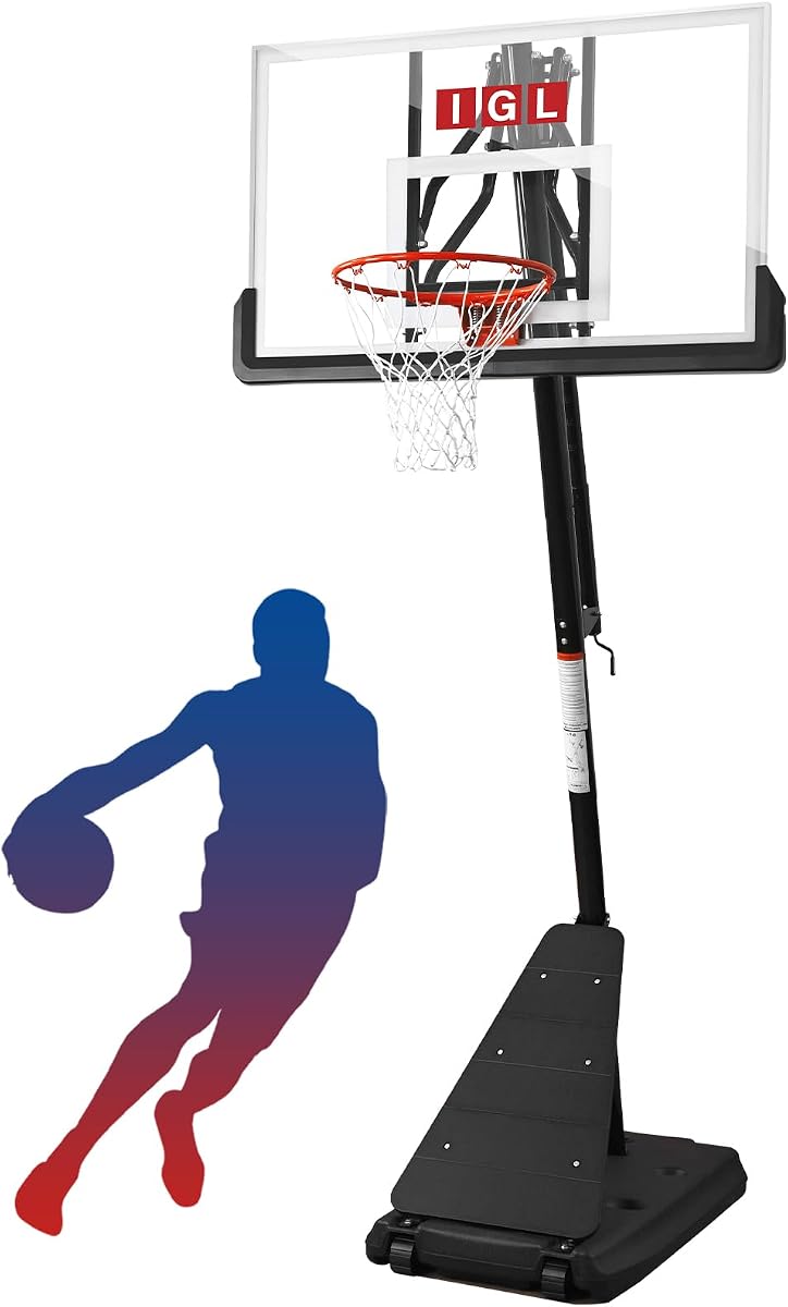 Aro de baloncesto al aire libre con tablero irrompible de 52 pulgadas, aro de baloncesto portátil de 10 pies de altura al aire libre, sistema de portería de baloncesto ajustable