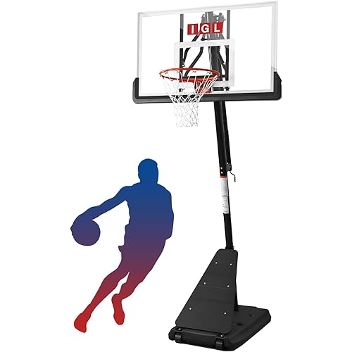 IGL Basketball Hoop Outdoor with 52 Inch Shatterproof Backboard, 10FT Height Portable Basketball Hoop Outdoor, Adjustable Basketball Goal System