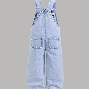 Baby Strampler Mädchen - Jeans Overall Mit Tierprint & Bommel