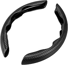 X AUTOHAUX Pair 38cm 15\" Car Steering Wheel Cover Carbon Fiber Pattern Black