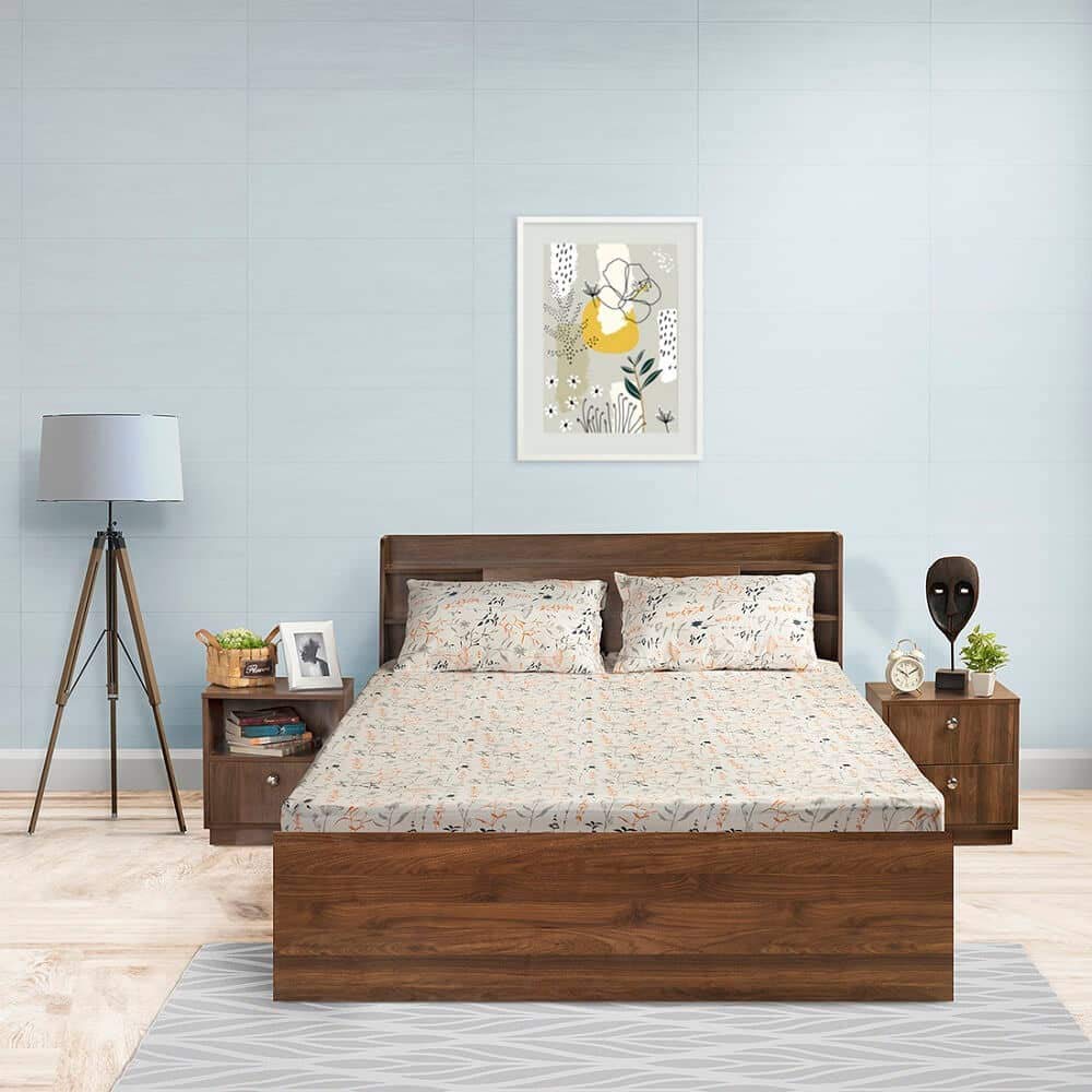 Wakefit Cotton Fitted Bedsheet | 300 TC Elastic Fitted Sheet, Single Bed Bedsheet with 1 Pillow Cover | Bookeh - 72x35 inches