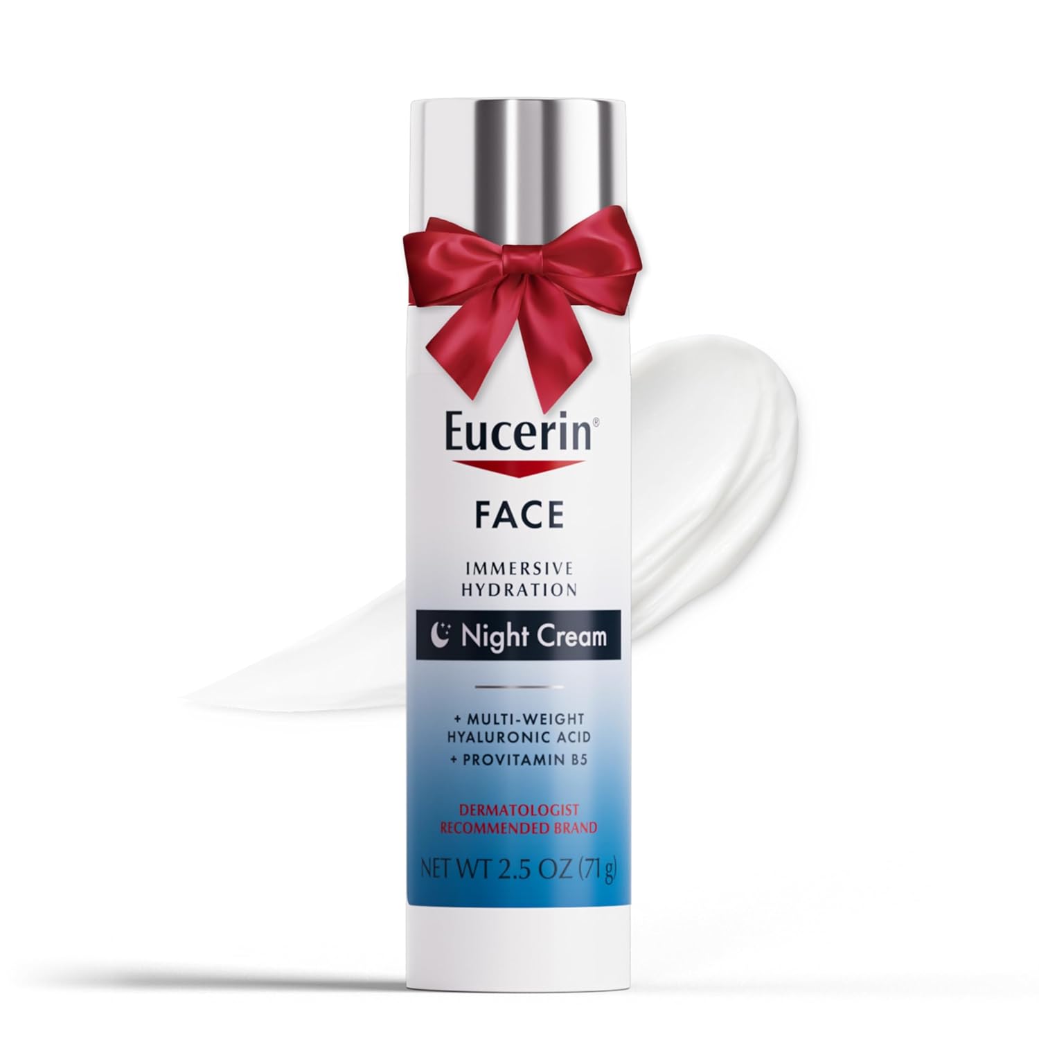 Eucerin Face Immersive Hydration Night Cream with Hyaluronic Acid and Provitamin B5, Face Moisturizer Smooths Fines Lines and Wrinkles, Holiday Gifts for Self Care, 2.5 Oz Bottle