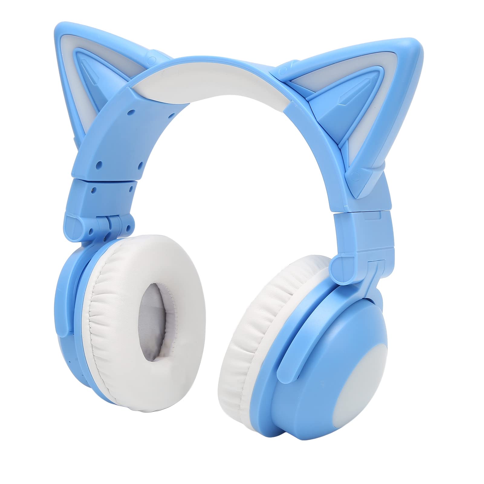 Asixxsix Cuffie Cat Ear, Cuffie da Gioco Stereo Bluetooth con Microfono Integrato e Luce LED RGB, Sovrauricolari per Cellulare Portatile, Archetto Regolabile (BLUE)