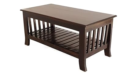 Chetan Interiors Wooden Center Table for Living Room and Sofa Set | Solid Sheesham Wood Tea POY Table (Walnut Finish)