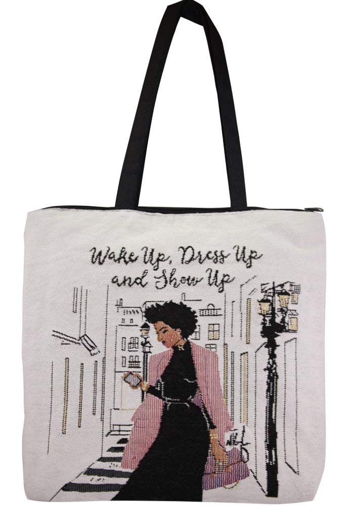 African American ExpressionsShow Up Woven Tote Bag (Cotton Blend, 17" x 17") WTB-12