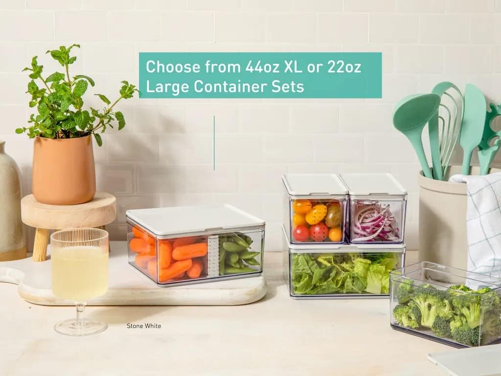 Prepdeck Food Storage Containers from 20% More Capacity - Streamlined & Stackable - Super Seal Lids - Measure in ml, oz & Cups - Color-Matched Grippy Silicone Foot Trim - 3 Size Options, 5 Colors