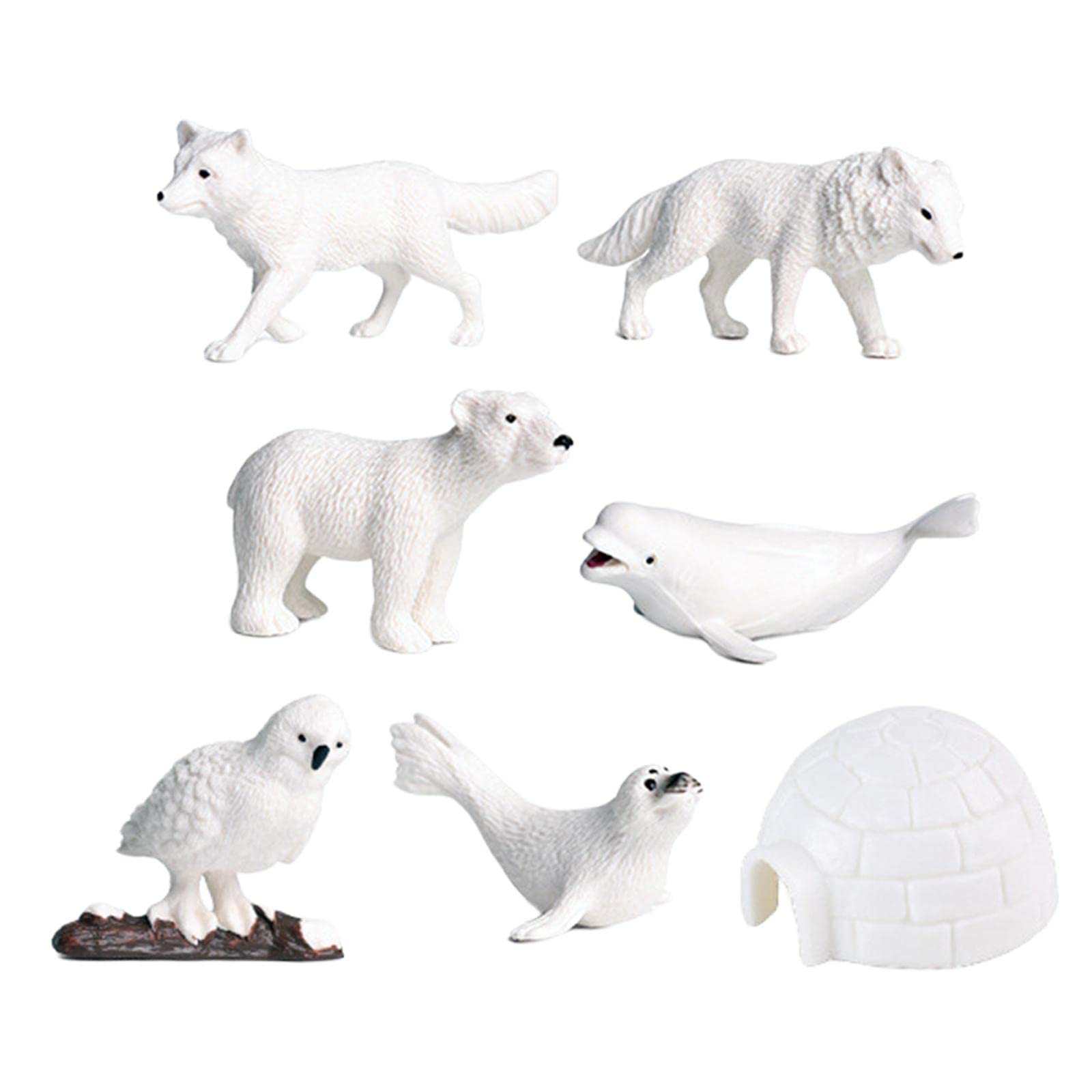6X Modello di Animali Artici Statue in Miniatura Giocattoli di Plastica per Bambini Regalo Scaffale Decorazione