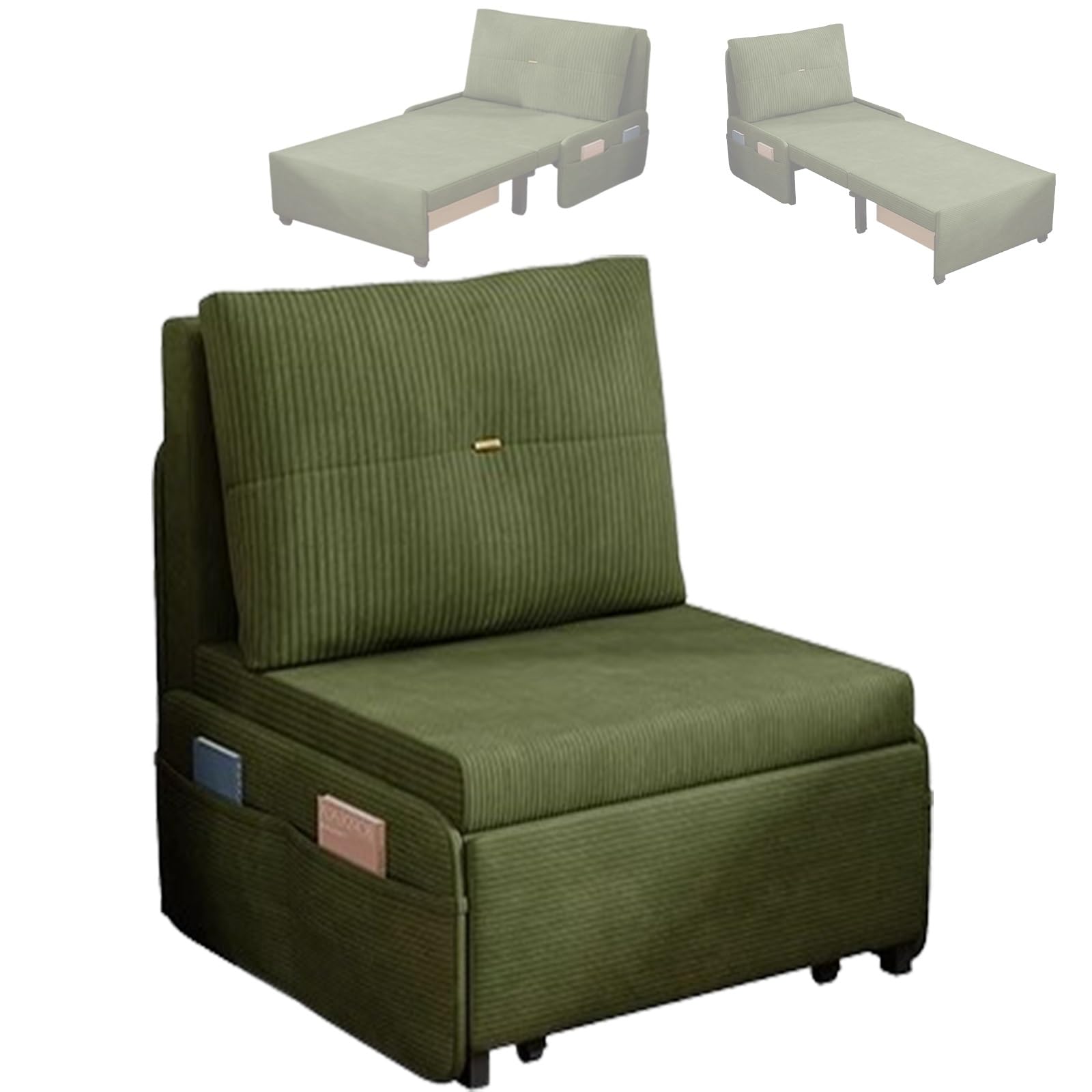Schlafsessel Mit Bettkasten Chaiselongue Sofa Mit Rollen Schlaffunktion Kordgewebe, Versteckter Stauraumschublade Für Büro Oder Gästezimmer, 2 Größen(205 * 70 * 70CM)