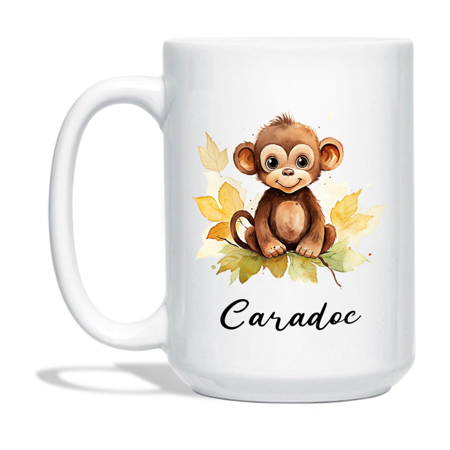 Monkey Coffee Mug, Custom Monkey Lover Cups, Gift Ideas for Animal Lovers, Friends, Monkey Lover Tea Cup, Personalized Animal Mug with Name, Monkey Birthday Cup Gift, White Mug 11oz 15oz