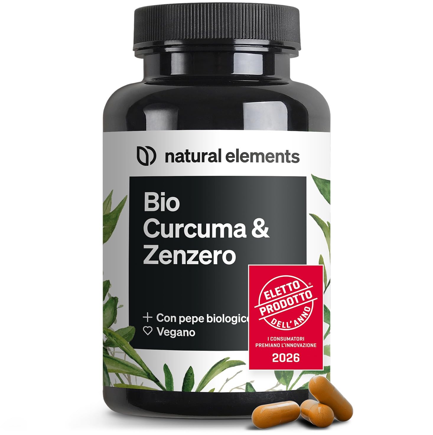 Bio Curcuma & Zenzero – 180 capsule – curcuma, zenzero e pepe biologici – con curcumina e piperina – ad alto dosaggio – prodotto e testato in laboratorio in Germania