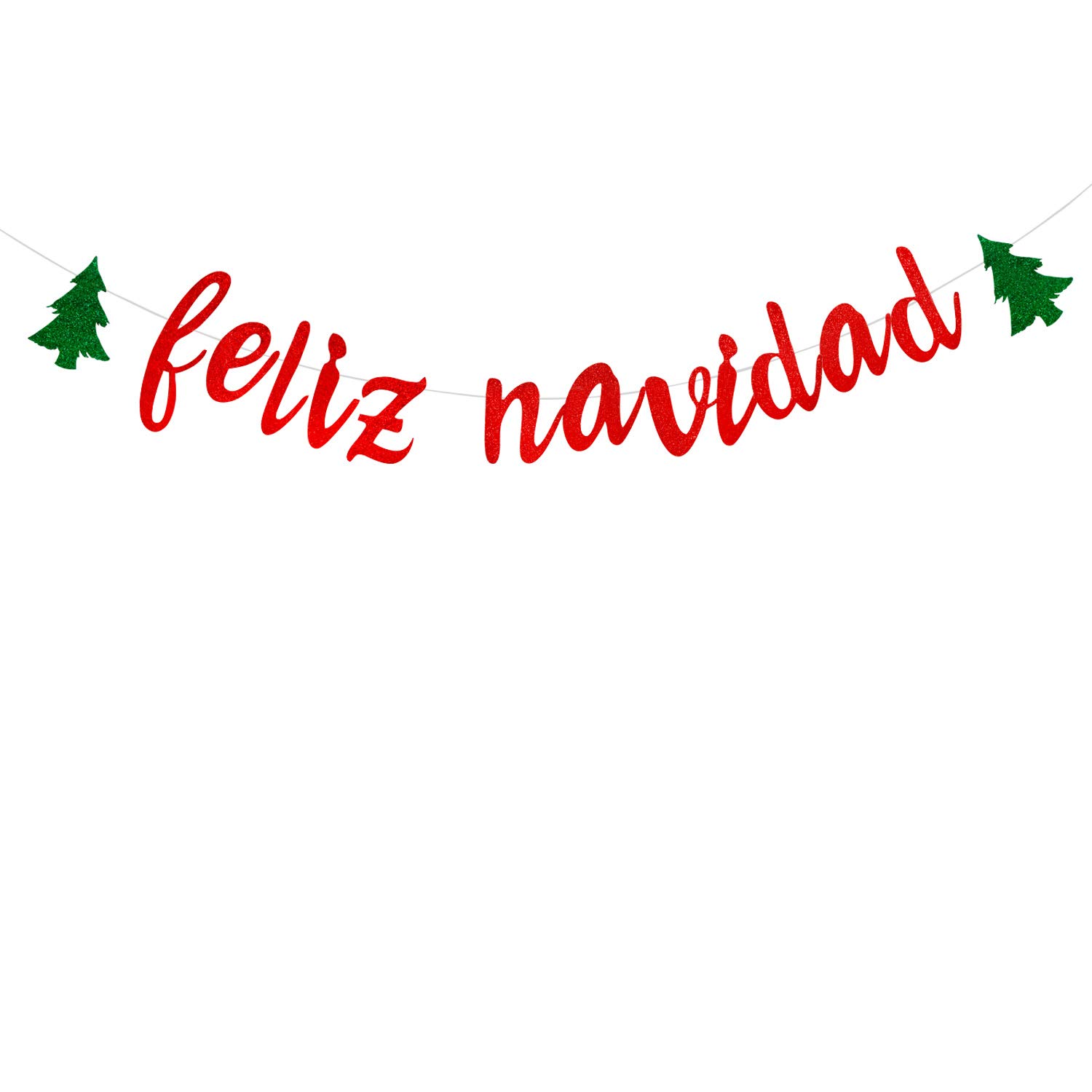 Feliz Navidad Banner, Spanish Christmas Xmas Decorations for Home Office Indoor Glittery Merry Christmas Party Decorations