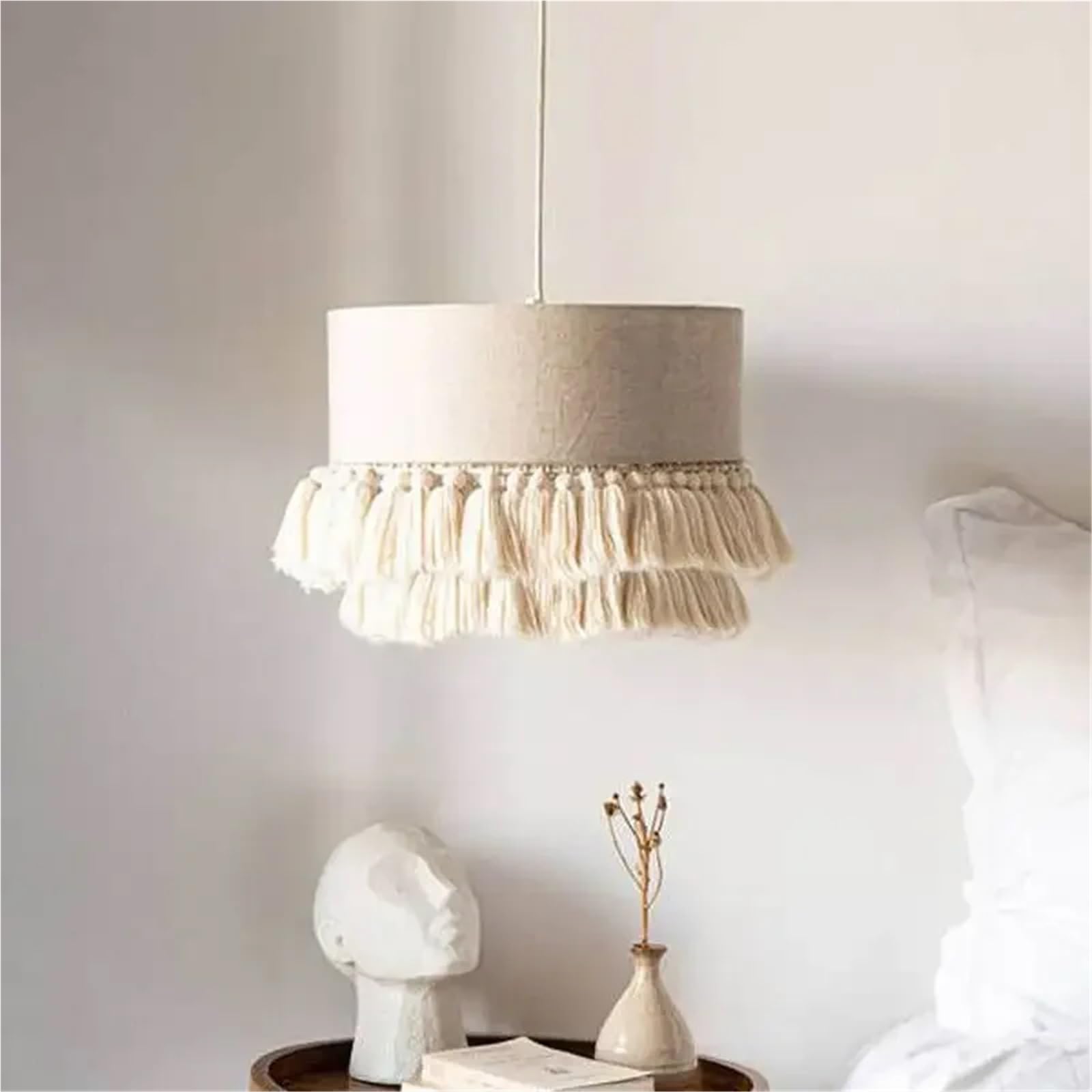 KXEcoLife Japanese Fabric Ceiling Chandelier Living Room Bedroom Restaurant Pendant Lights Decor Lamp Fixtures