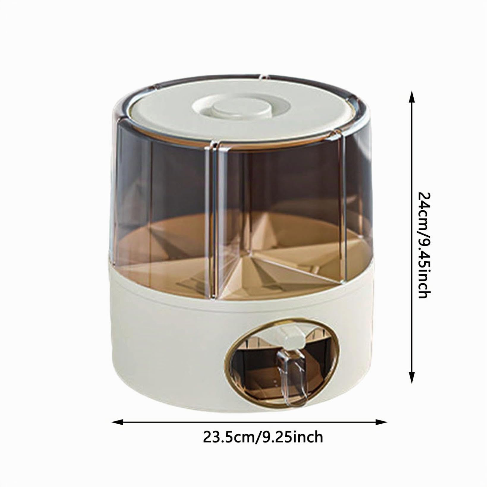 Contenedor giratorio de 360°, dispensador de arroz transparente de 6 compartimentos con salida de un solo clic, organizador hermético de alimentos secos