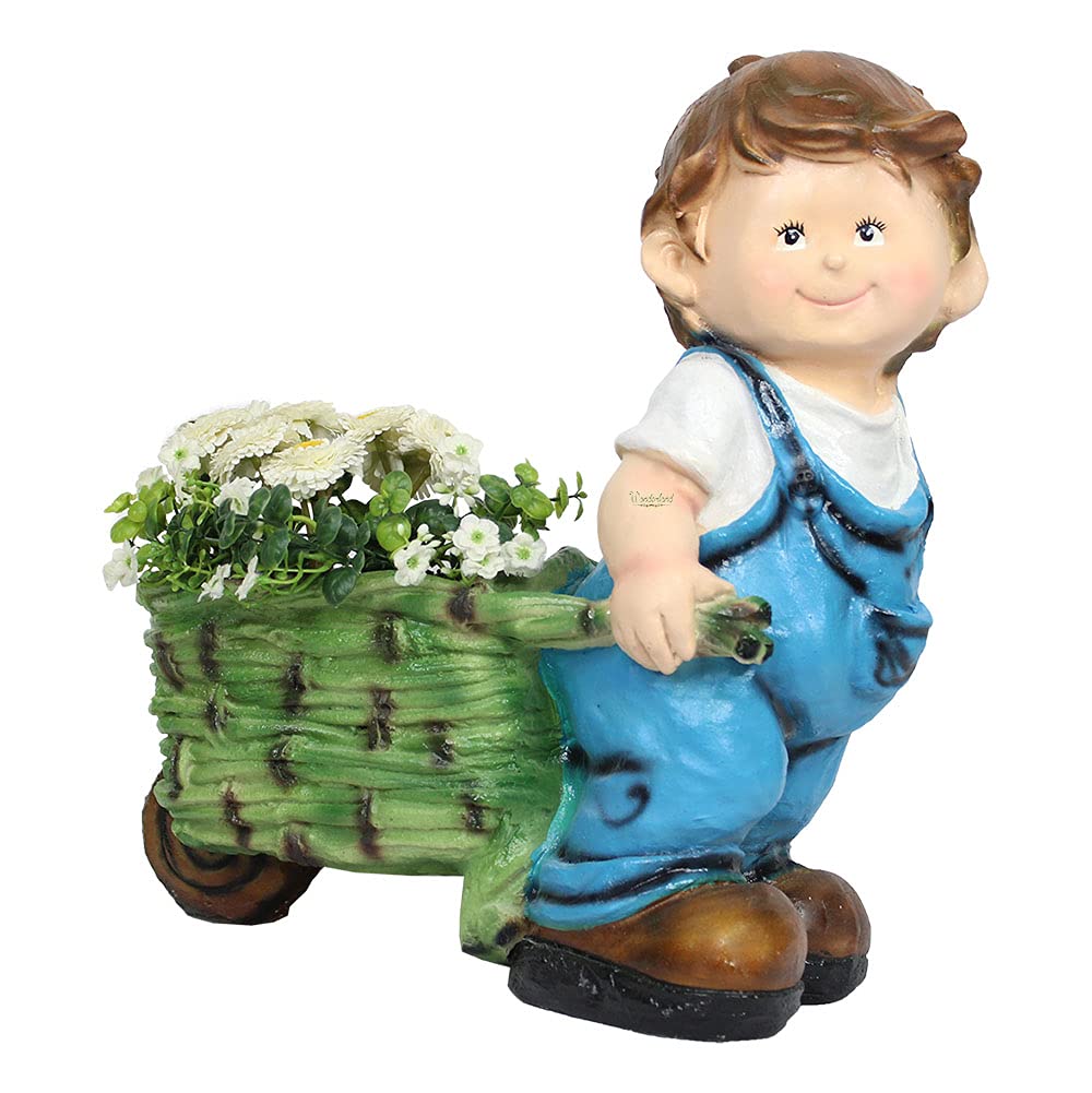 Wonderland polyresin Boy Pushing cart (Garden planters and pots) (Blue) (B07H6JK6Y1) Amazon Price History, Amazon Price Tracker