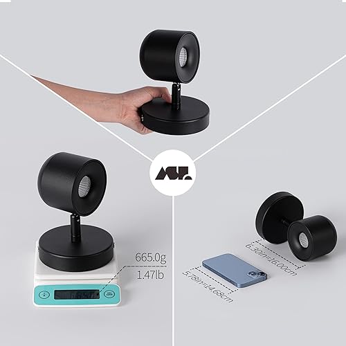 Miniatura 7 de Aisilan - Paquete de 2 apliques de pared ajustables y modernos de color negro, LED blanco cálido, luz de pared para pasillo, galería, mesita de