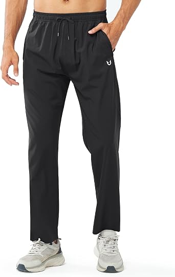 NORTHYARD Mens Joggers Athletic Workout Track Pants Running Gym Training Sweatpants with Zipper Pockets Open Hem