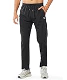 Men’s Athletic Track Pants Sweatpants with Zipper Pockets Workout Gym Jogger Pants Open Bottom