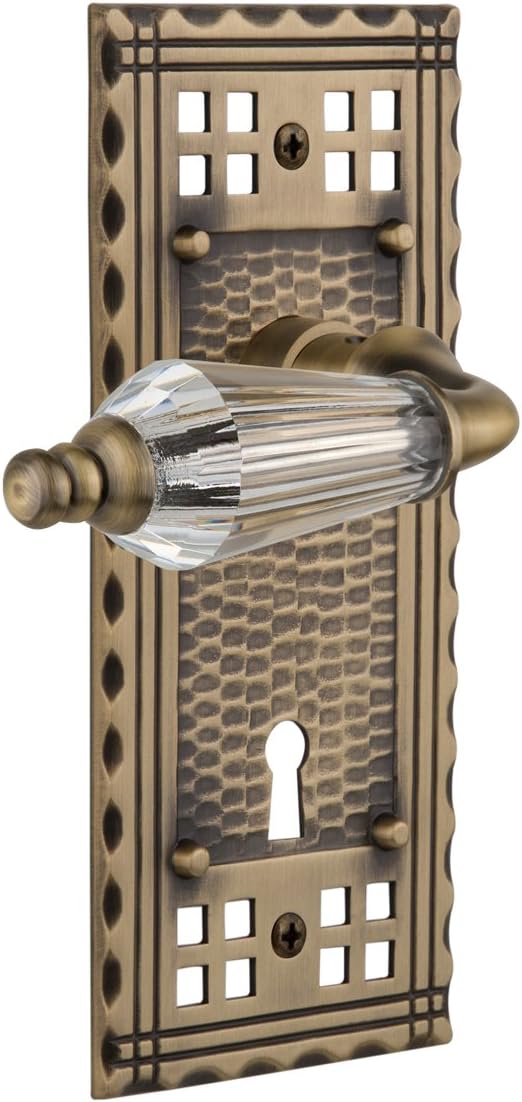 Nostalgic Warehouse Craftsman Plate with Keyhole Parlor Lever, Single Dummy, Satin Nickel