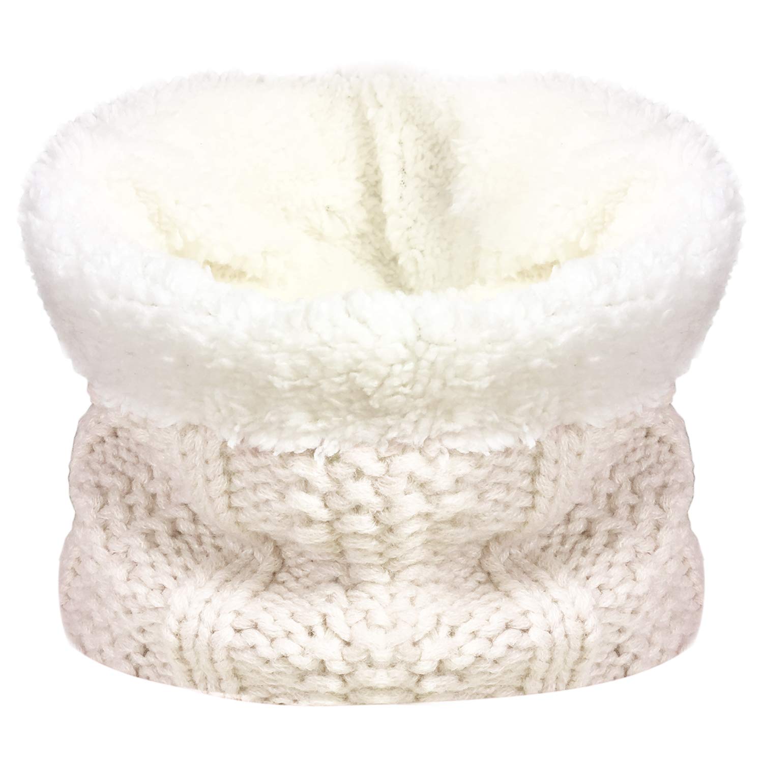 TOSKATOK Niños Niñas Invierno Rib Seed Stitch Térmico Cálido Acogedor Forro Polar Calentador De Cuello Snood Bufanda Con Conjunto De Gorro