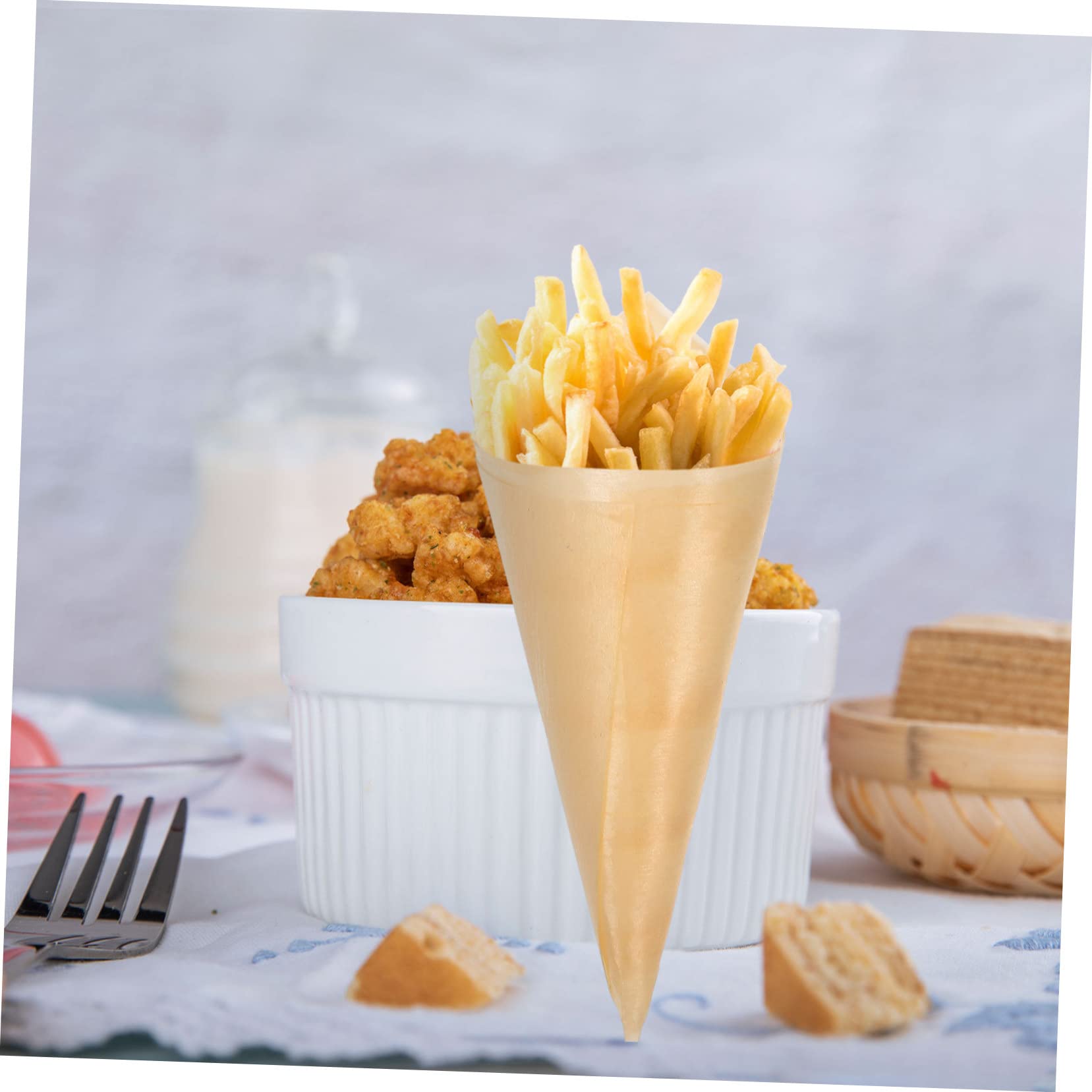BEBEMOKO 50pcs Disposable Cones for Ice Cream Candy Desserts Safe Packaging for Parties Weddings and Catering Events