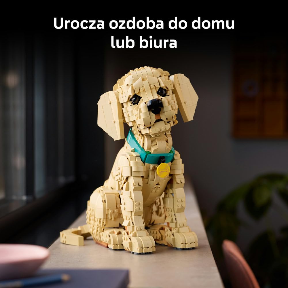 LEGO Icons Szczeniak golden retriever 11384 | Figurka psa z klocków, zestaw konstrukcyjny dla dorosłych, prezent dla miłośnika psów, dla mężczyzn i kobiet, 2102 elementy
