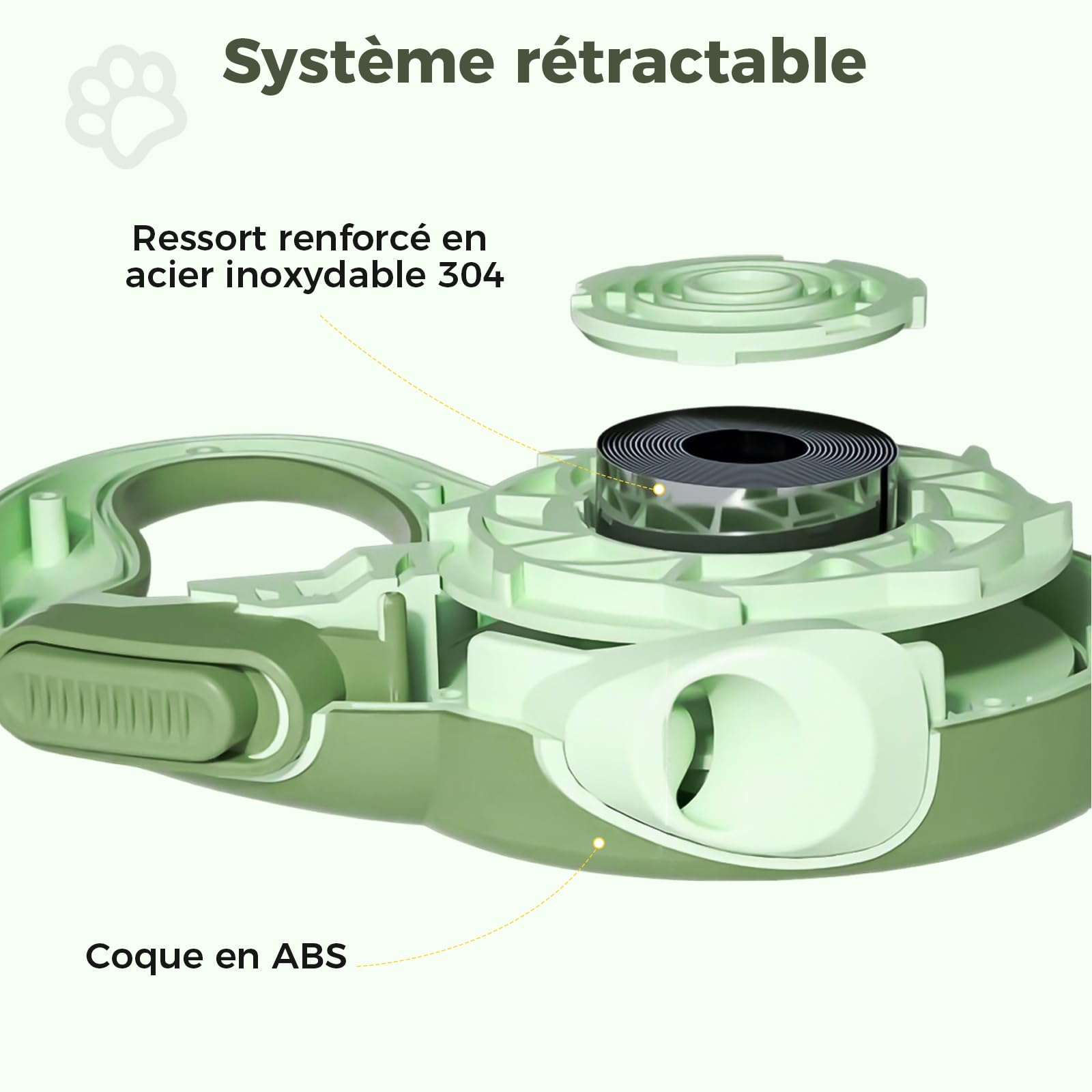Laisse rétractable pour Chien 8m, Laisse rétractable avec Corde en Acier résistante aux morsures et Support pour Sac à crottes, pour Chiens jusqu'à 35 kg, pour entraînement, forêt, Plage