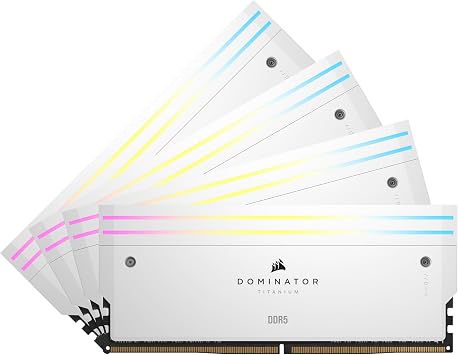 CORSAIR DOMINATOR TITANIUM RGB DDR5 Memory 64GB 4x16GB up to 6000MHz Supports Intel XMP CL36 Desktop PC White CMP64GX5M4B6000C36W