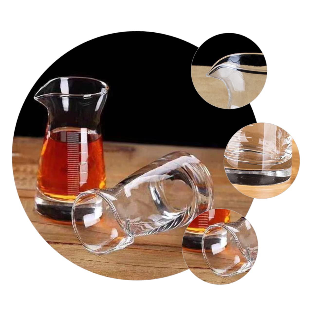 TOPBATHY Tazas Medidoras de Vidrio Juego de 6 Escala Precisa de 80ml Resistente y Fácil de Usar para Fiestas y Bar