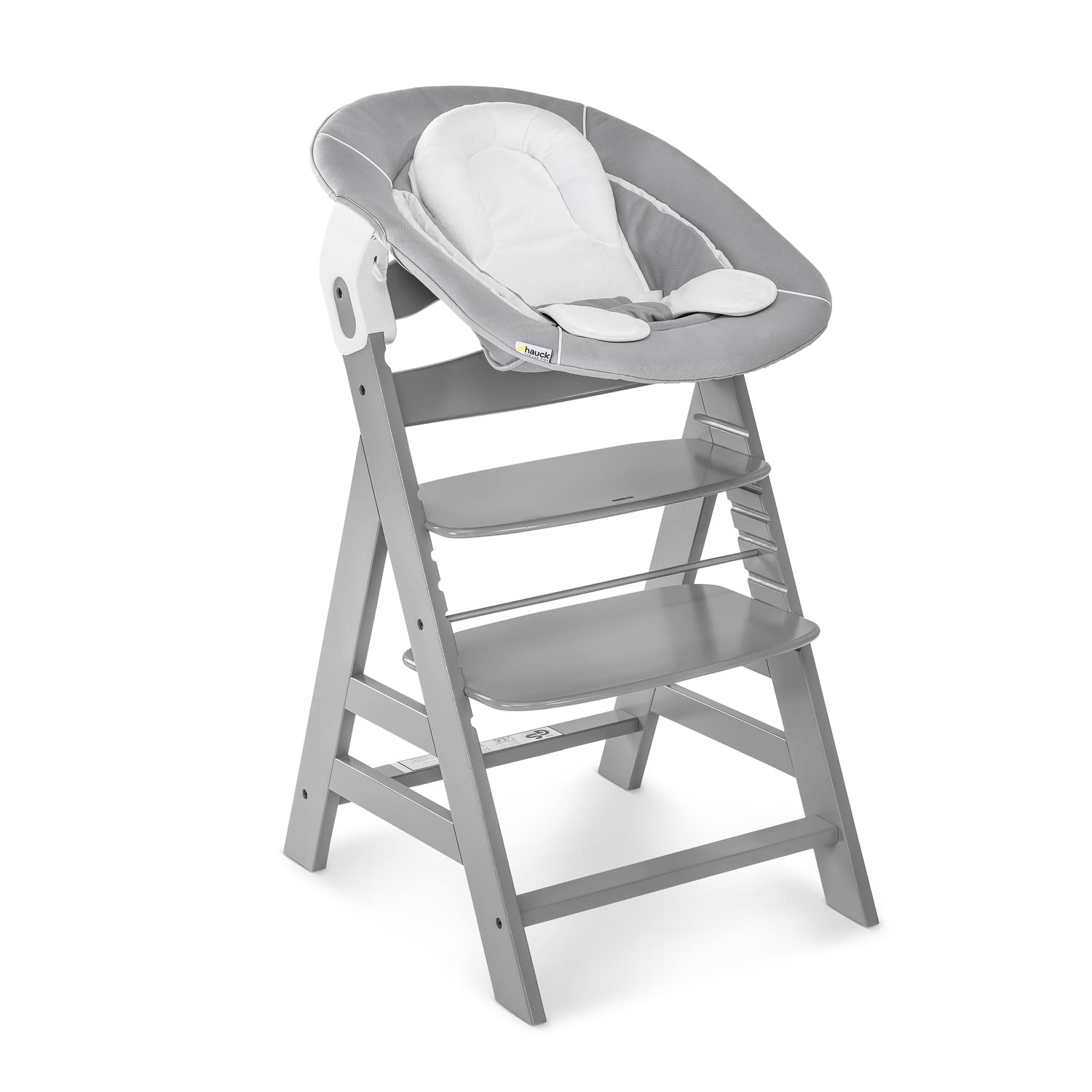 hauck Alpha 2 en 1 Hamaca Trona, Compatible con Tronas hauck Alpha Plus y Beta Plus, Hamaca para bebés desde el nacimiento hasta 9 kg, con Reductor de Asiento, Función de Balanceo, Gris