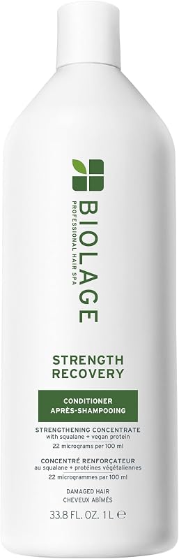 Acondicionador de recuperación de fuerza – Para cabello dañado | Hidrata y fortalece el cabello dañado, suavidad y brillo, escualano de oliva y proteínas veganas, sin parabenos, vegano