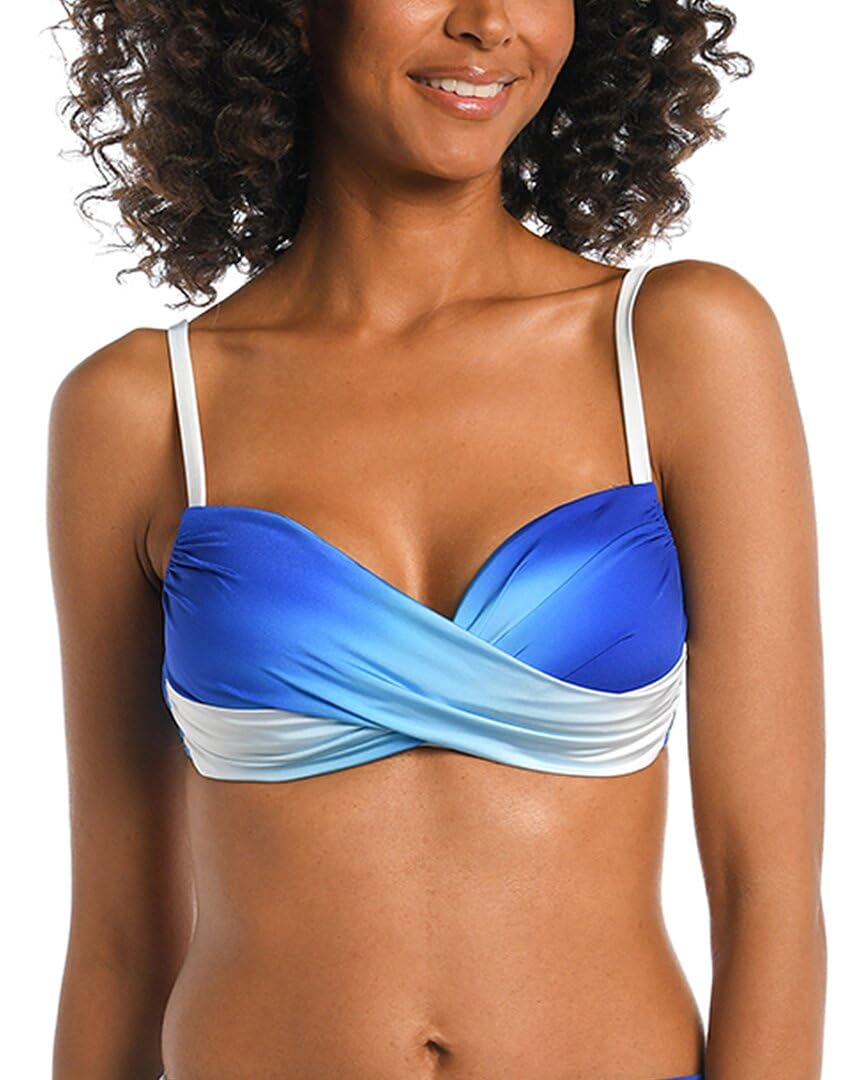 La Blanca Womens Over The Shoulder Wrap Bikini Swimsuit Top