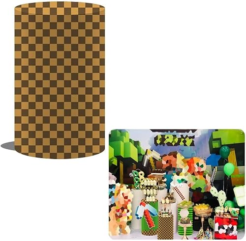 Decoración de fiesta de cumpleaños Cubierta de cilindro de dibujos animados Pixel Game Theme TNT Mine Pedestal Cubierta Decoración Café Mosaico