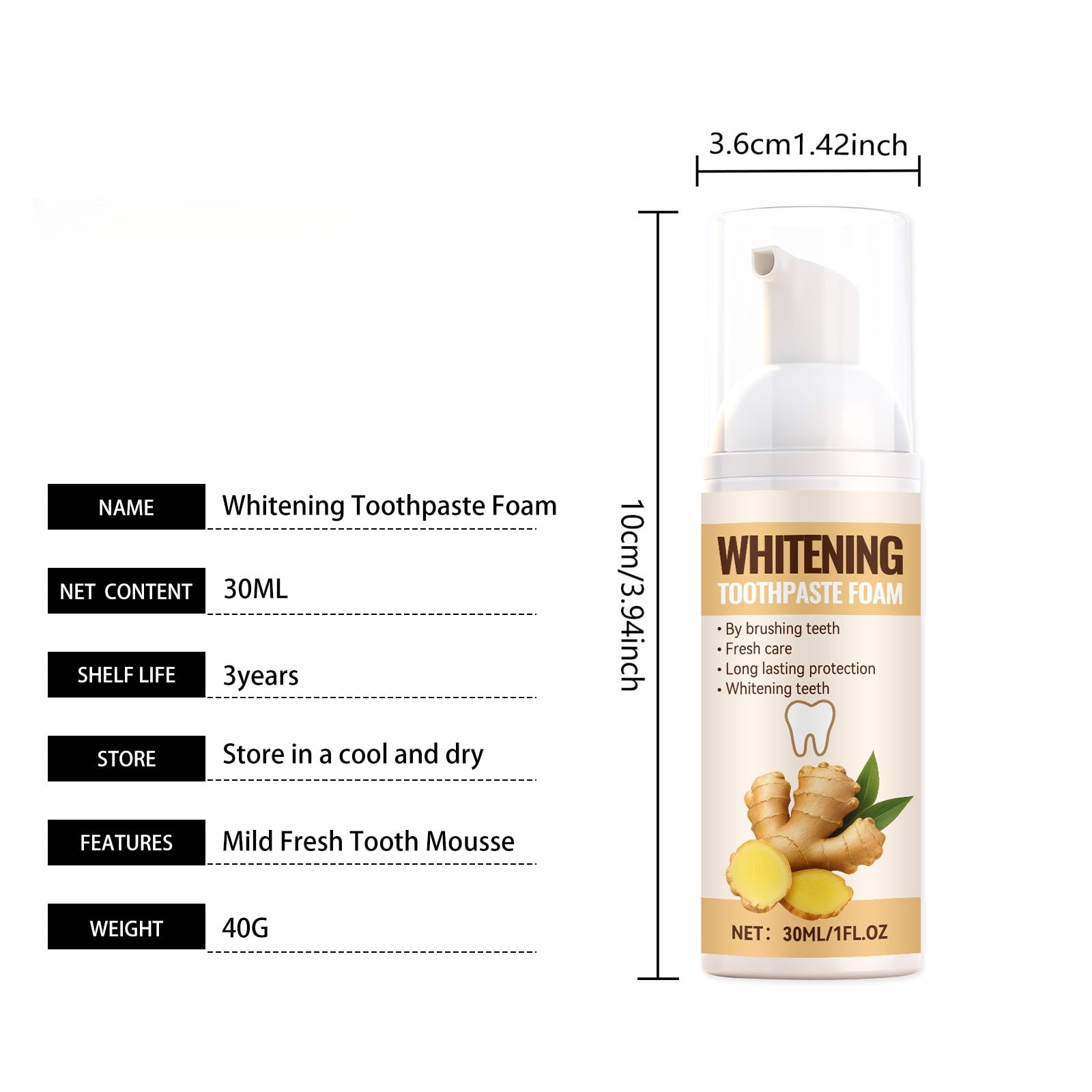 Mousse de cuidado bucal premium for un aliento fresco diario, espuma suave y una experiencia de limpieza suave(3pcs)