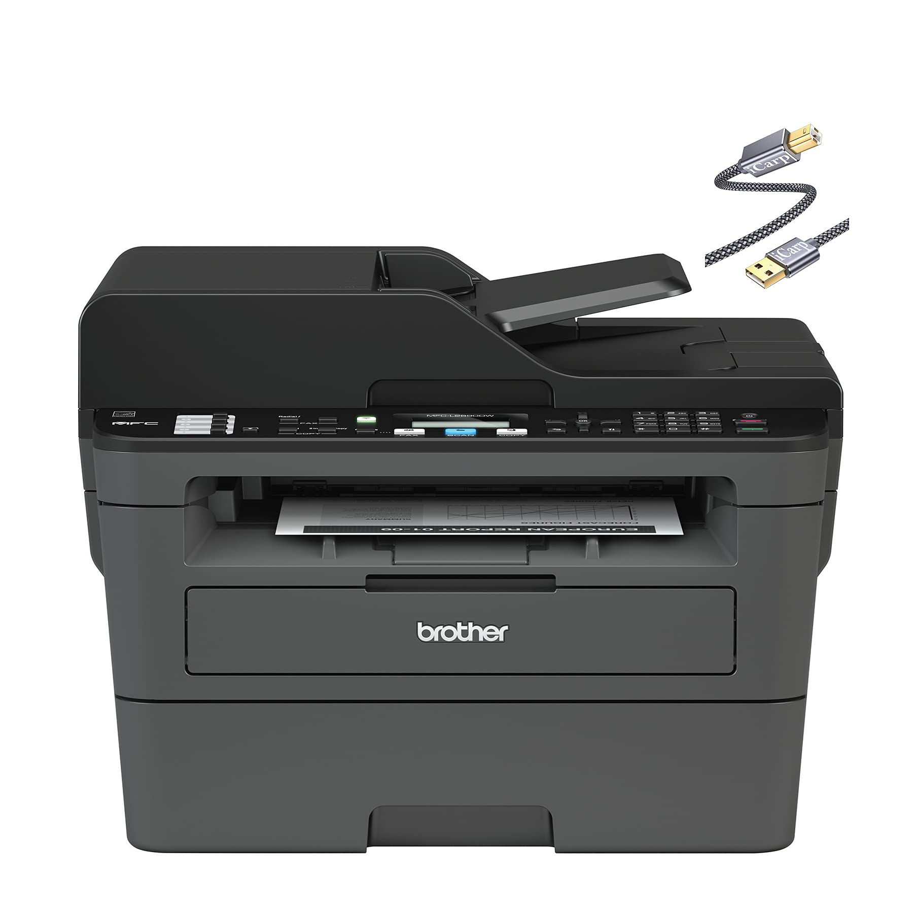 Brother MFC-L26 90DW Series Compact Wireless Monochrome Laser All-in-One Printer - Print Copy Scan Fax - Mobile Printing - Auto Duplex - 26 Pages/Min + HDMI Cable