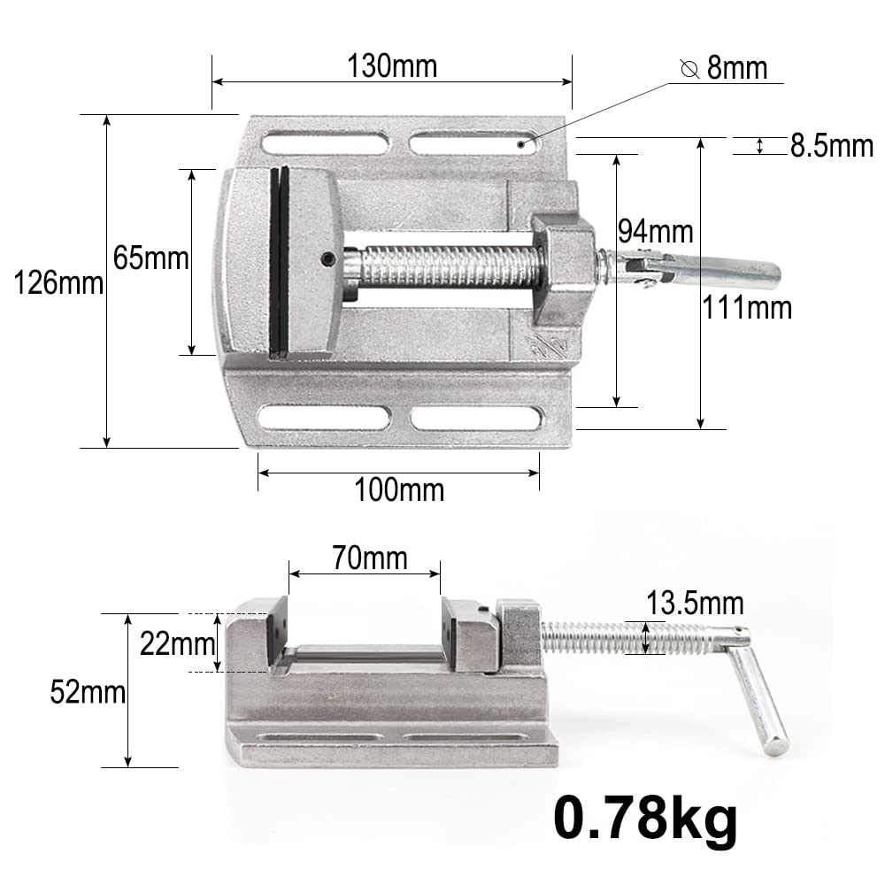 Morsa da banco per trapani, morsetto per trapani a colonna, regolazione 4", apertura 2,5".