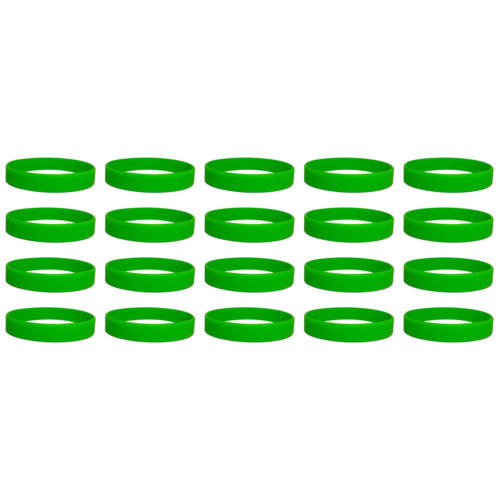 20Pcs Green Fluorescent Silicone Wristbands, Elastic Silicone Bracelets, Sports Rubber Bracelets for Events