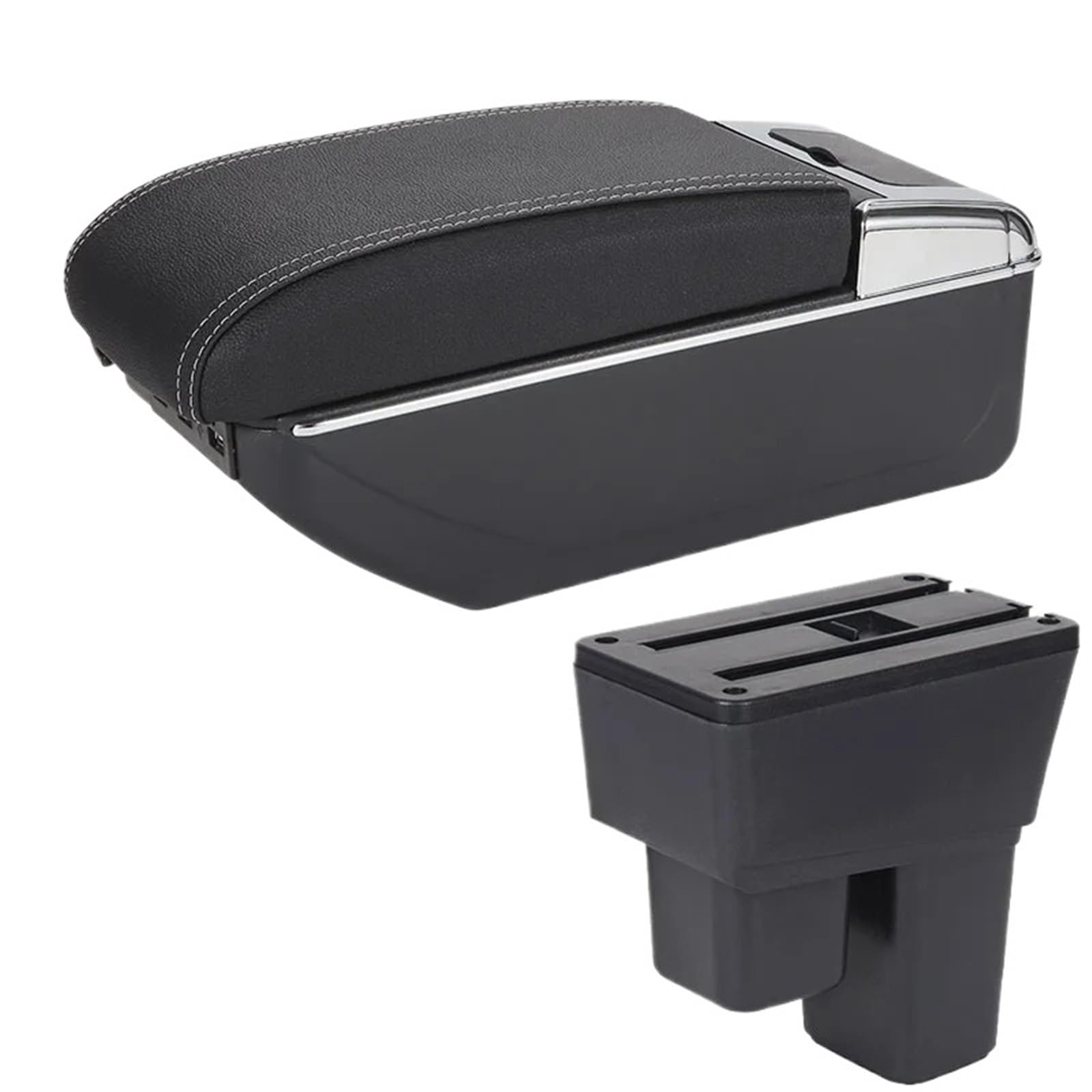AWGNTQQ Car Armrests For Fit For Jazz 2 Car Armrest Box 2008 2009 2010 2011 2012 2013 Storage Box Car Accessories(B3 Black white 7USB)
