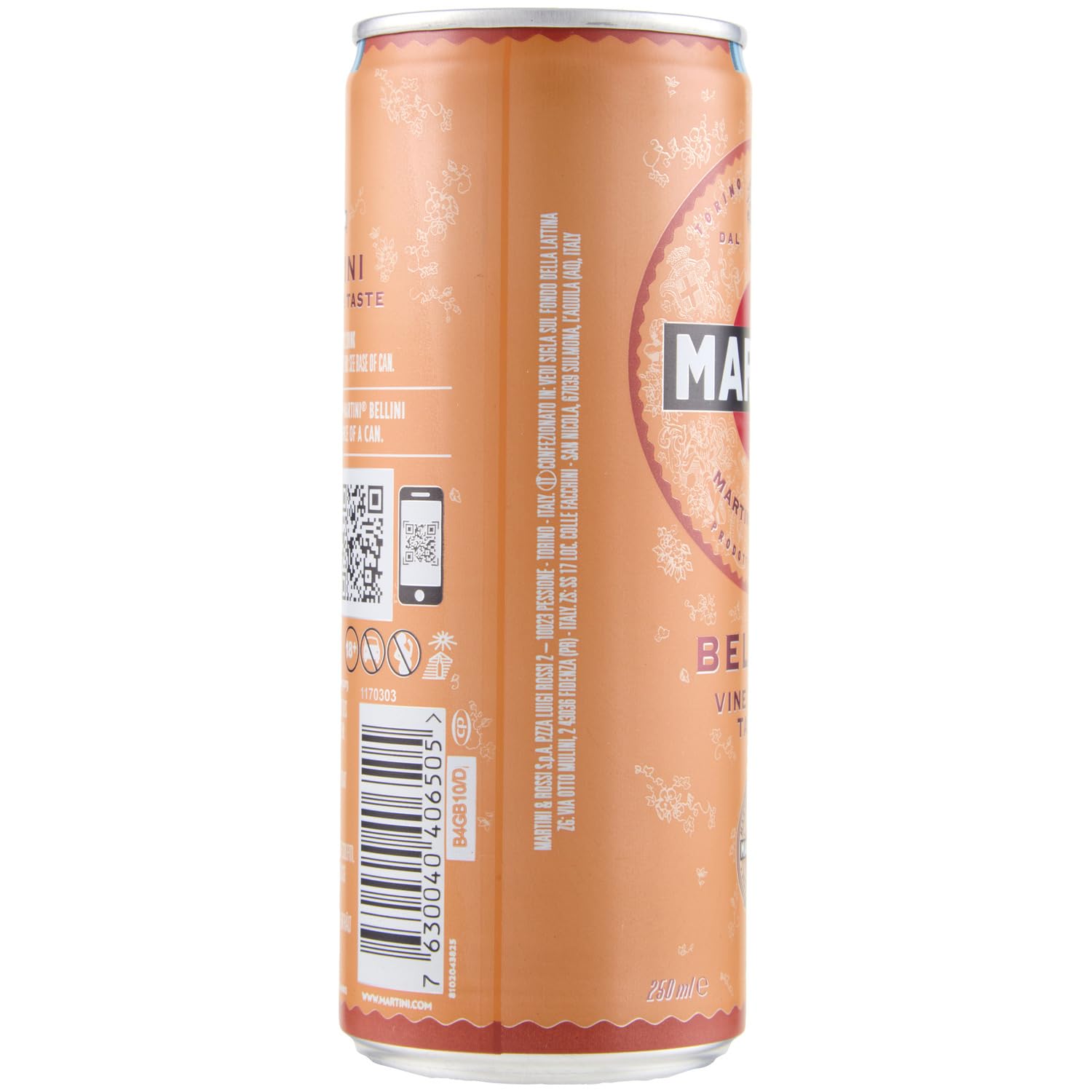 Martini Bellini Cocktail, Ready to Drink, Confezione da 24 lattine x 25 cl