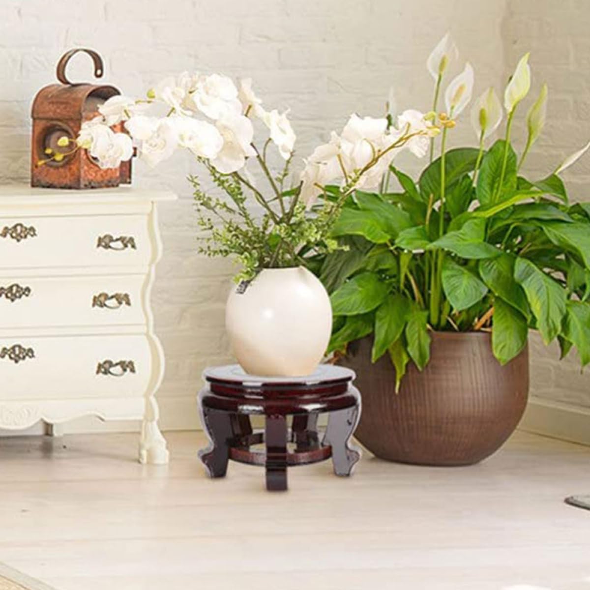 NUOBESTY Soporte y para Macetas Base , Maciza Redonda Madera de Elevador Estable para Plantas en Macetas, Adecuado para Jardinería Ambiente