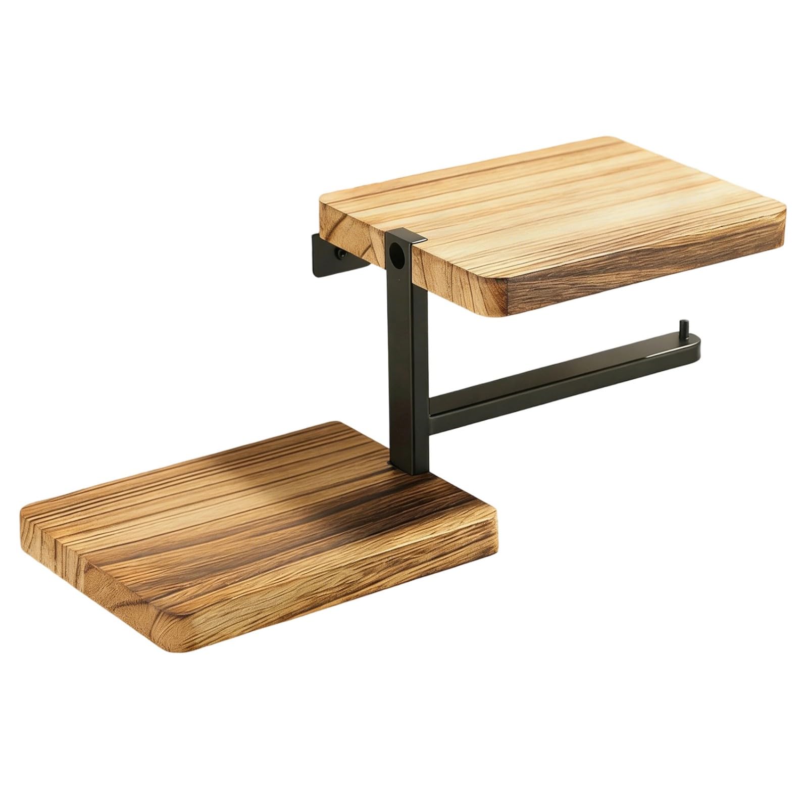 Modern Iron Rack Handcrafted Wooden Bathroom Essential with Iron Frame Roll Holder Space Saving Toilet Dispenser
