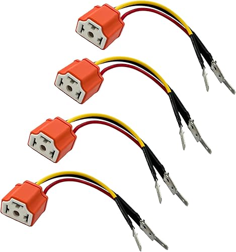 Miniatura 7 de Suvnie 2 piezas H4 HB2 9003 arnés de cableado para faros delanteros, conector de cerámica de 16 AWG para faros delanteros, enchufe hembra de coleta,