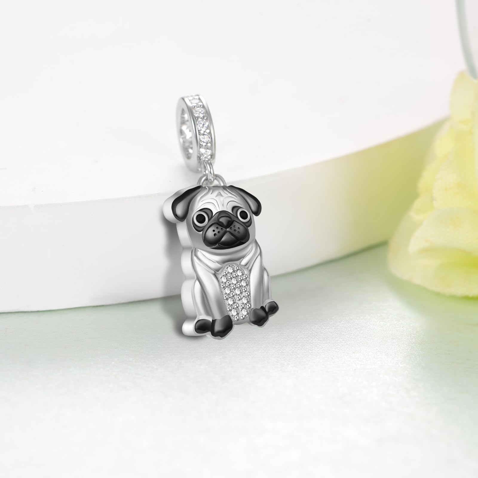 Pug Charm 925 Sterling Silver Dog charmes pour Bracelets bijoux Pug cadeaux pour les femmes amoureux des chiens