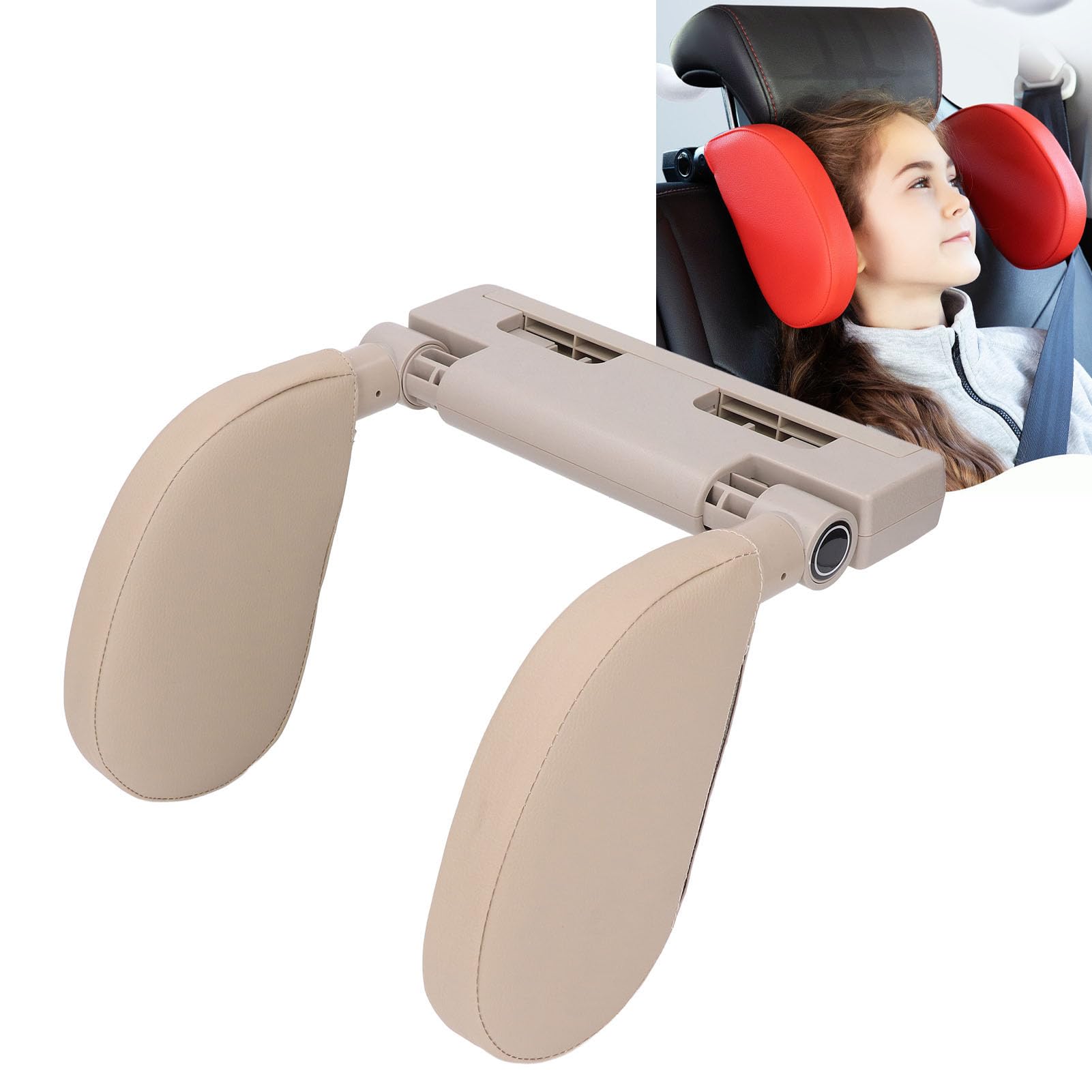 Cuscino Poggiatesta per Auto, Cuscino Poggiatesta per Seggiolino Auto Regolabile, Facile da Pulire, PU per Bambini e Adulti per Dormire (#3)