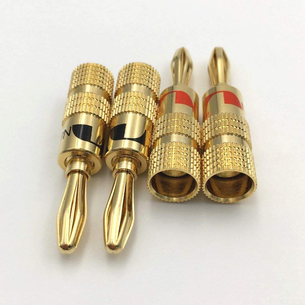 Lot de 100 fiches banane mâles de 4 mm pour connecteur de haut-parleur vidéo en laiton plaqué or