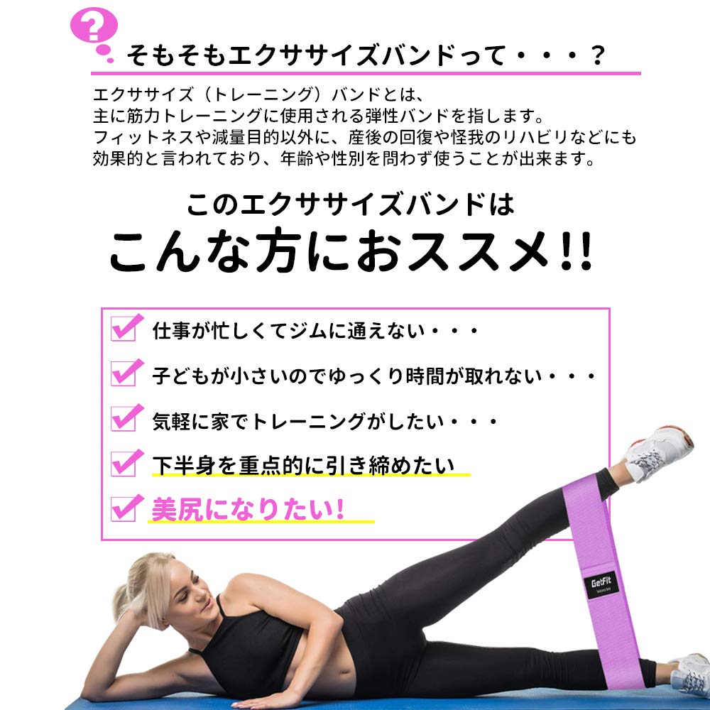 Amazon.co.jp: GetFit エクササイズバンド トレーニングチューブ